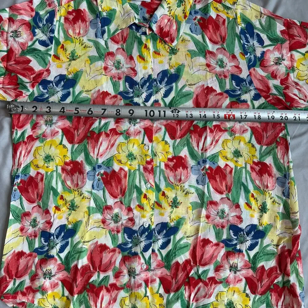 Compania Fantastica Multicolored, Floral, Short Sleeve Casual Button Down- M - Picture 8 of 9